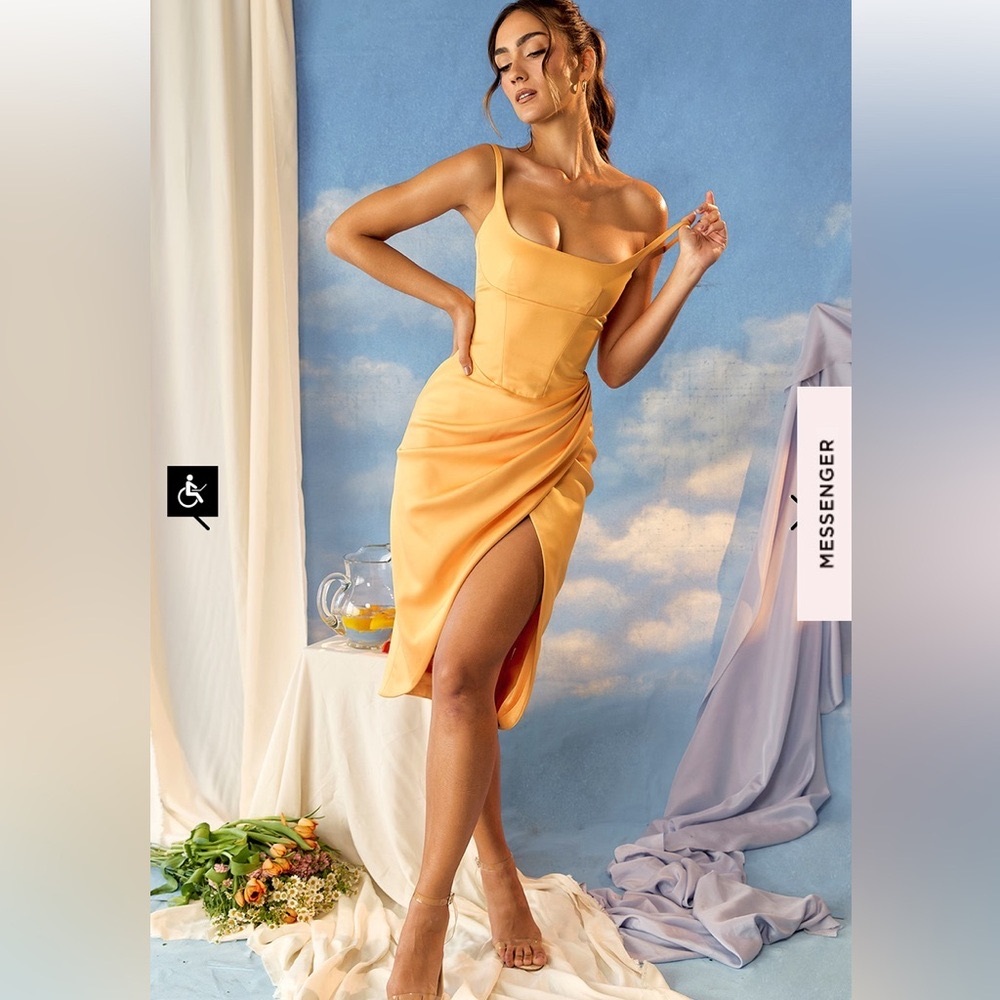 SOLD!! House of CB Bianca (Tangerine) pleated Dress